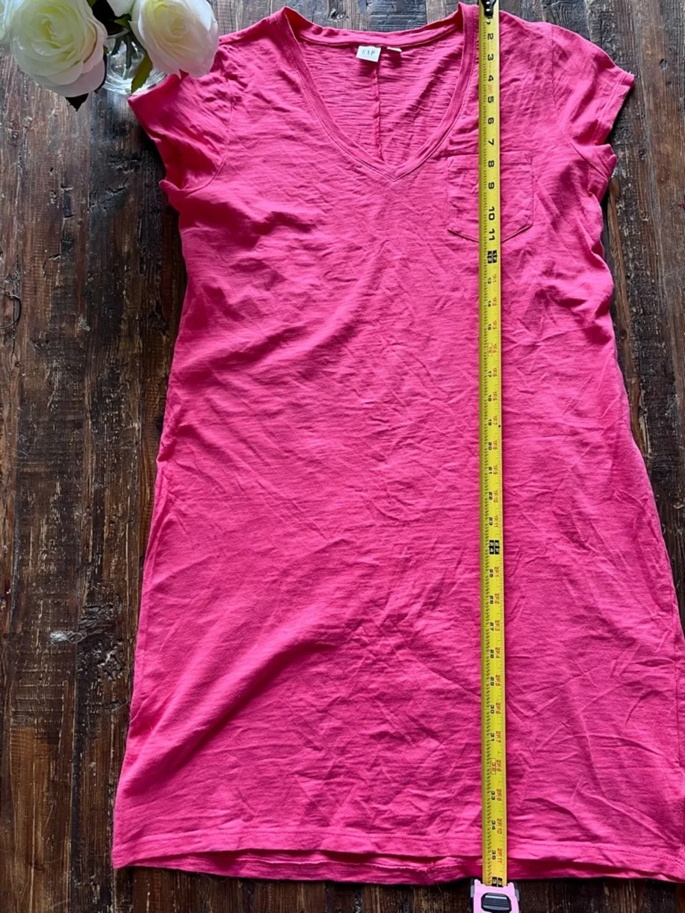 GAP Azalea Pink V-Neck Tee Dress Sz M - Picture 4 of 9